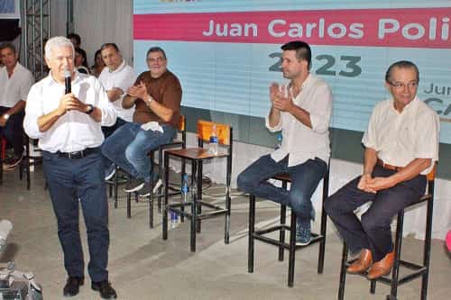 Carim Peche junto a Gerardo y Bruno Cipolini presentaron la precandidatura a gobernador Juan Carlos Polini